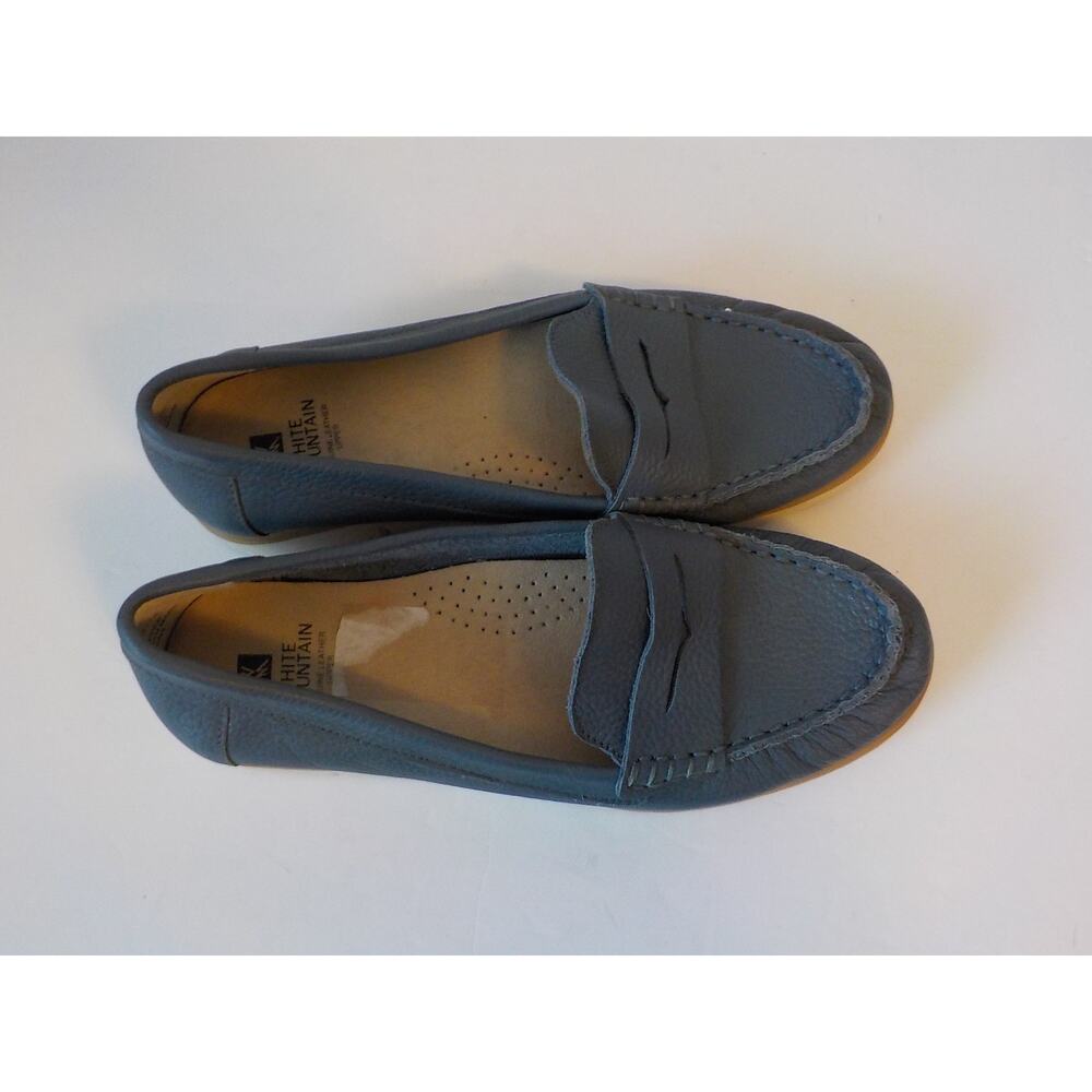 White Mountain Women 7.5 M Blue Comfort Shoes Leather Astella Slip On Wedge - Picture 3 of 10